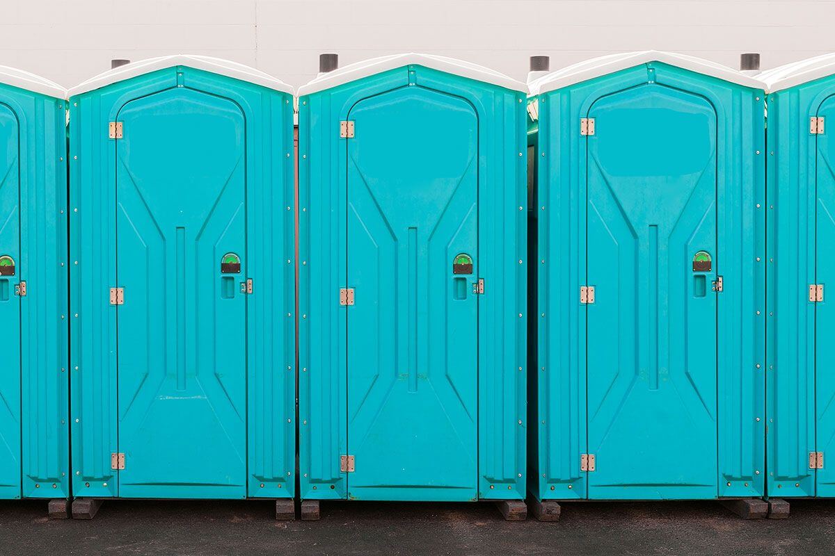 Industrial portable restroom units at a plant in Gettysburg, Pennsylvania