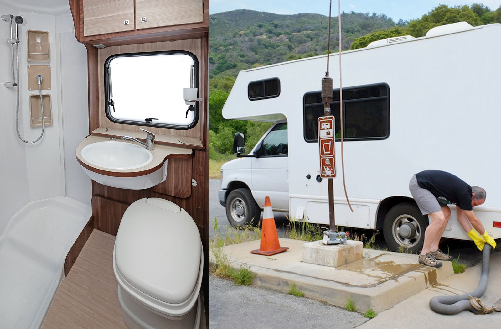 Portable RV/camper toilet and holding tank setup in Gettysburg, Pennsylvania