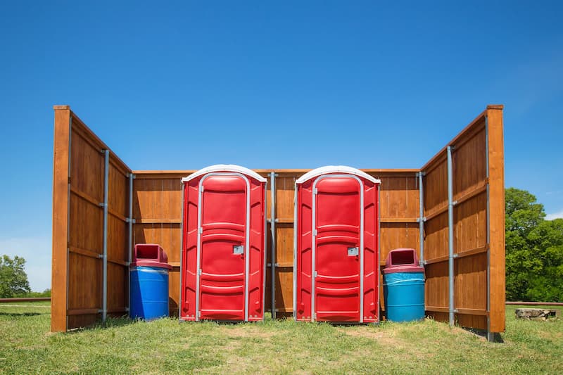 Short-term porta potty units staged for delivery in Gettysburg, Pennsylvania